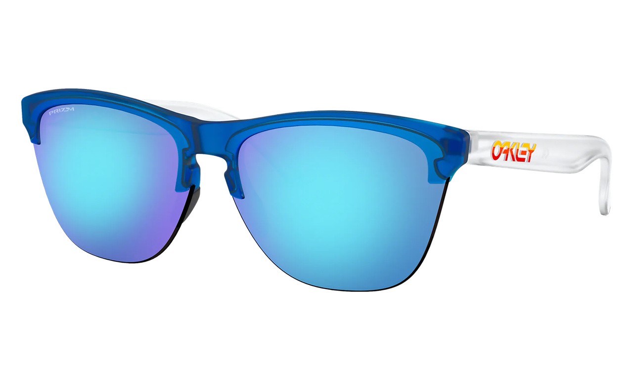 Oakley Frogskins Lite sunglasses Matte Translucent Sapphire frame Prizm Sapphire lens