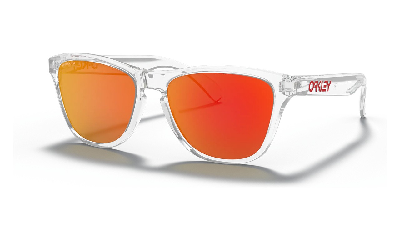 Oakley Frogskins Xs Youth Fit Sunglasses Polished Clear Frame Prizm Ruby Lens