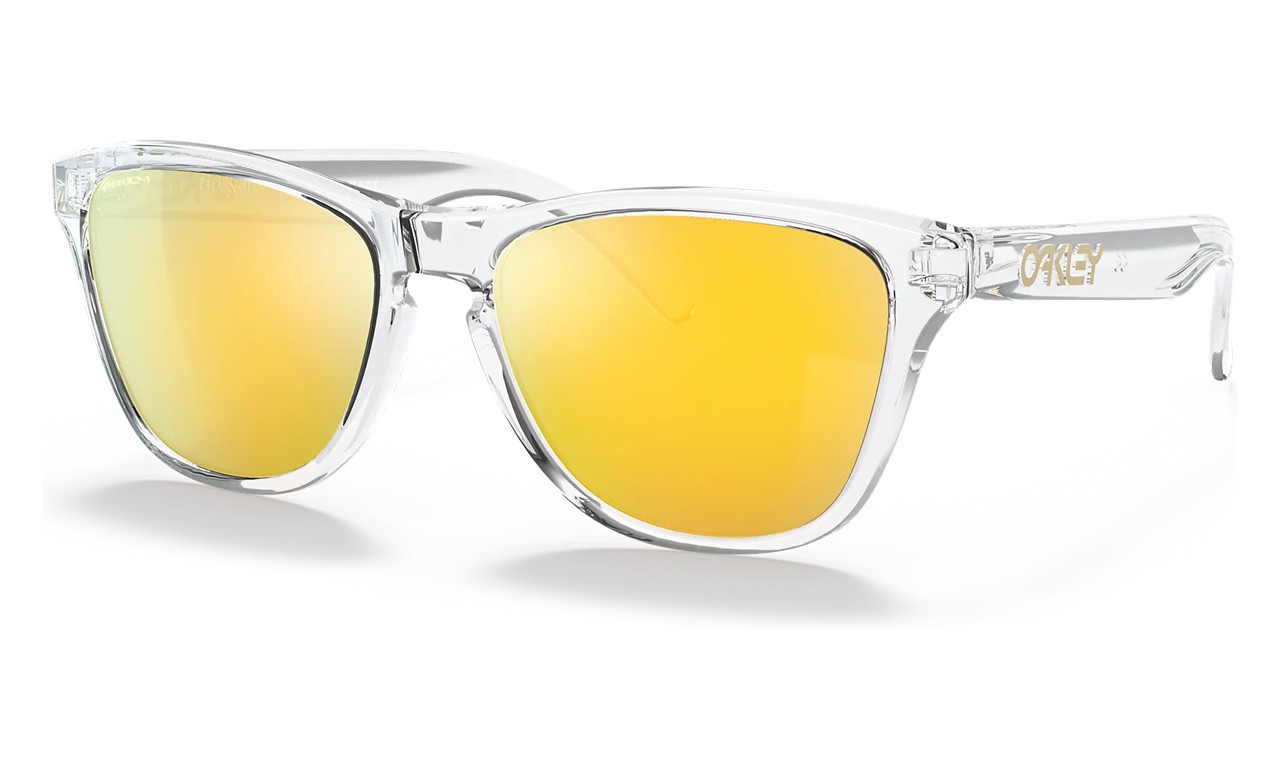 Oakley Frogskins Xs Youth Fit Sunglasses Polished Clear Frame Prizm 24k Polarized Lens
