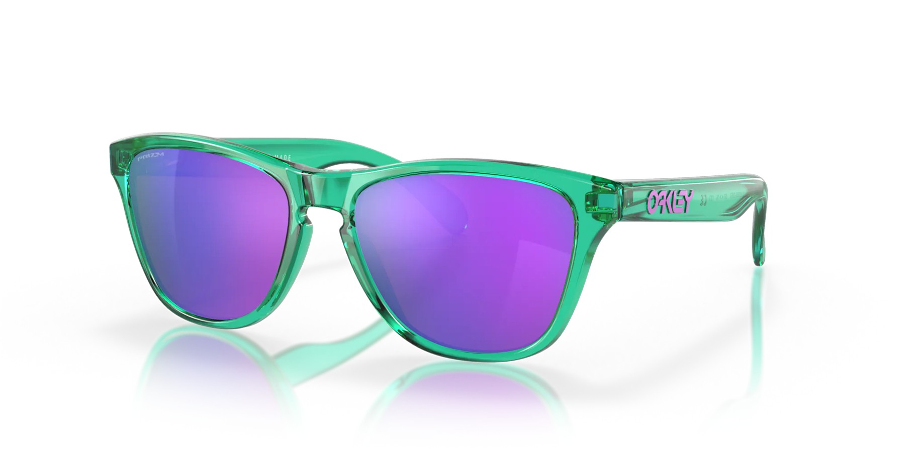 Oakley Frogskins XS Youth Fit Shift Collection sunglasses Transparent Celeste frame Prizm Violet lens