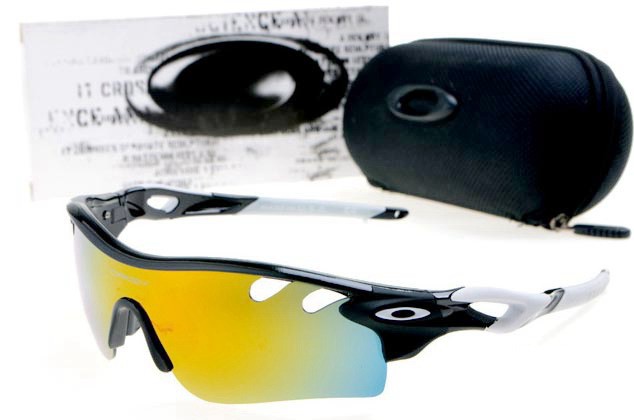 Oakley radarlock path sunglasses in black and white / fire iridium