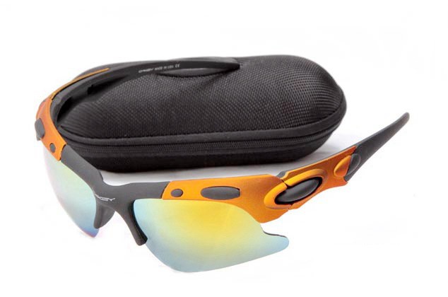 Oakley plate sunglasses in matte orange / fire iridium