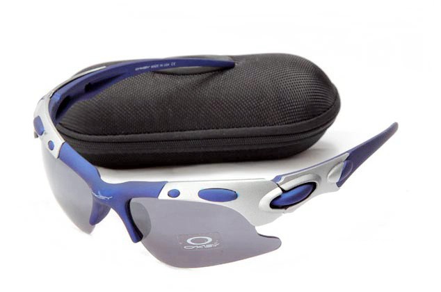 Oakley plate sunglasses in matte blue / silver and black iridium