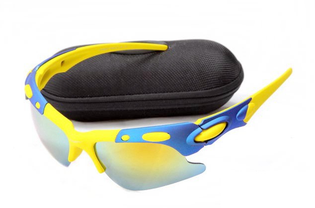 Oakley plate sunglasses in yellow and blue / fire iridium
