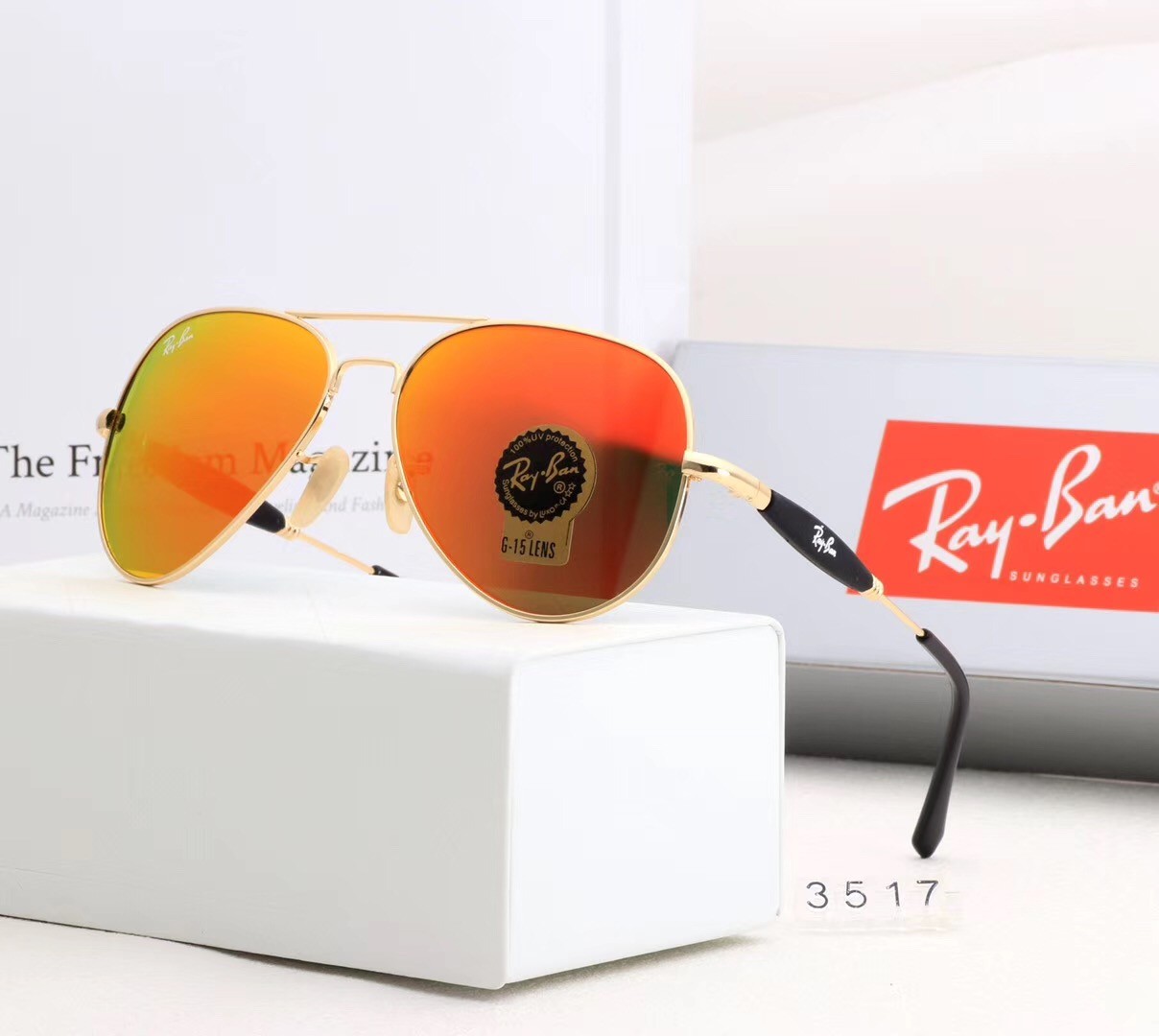 Ray Ban RB3517 Sunglasses Gradient Orange/Gold with Black