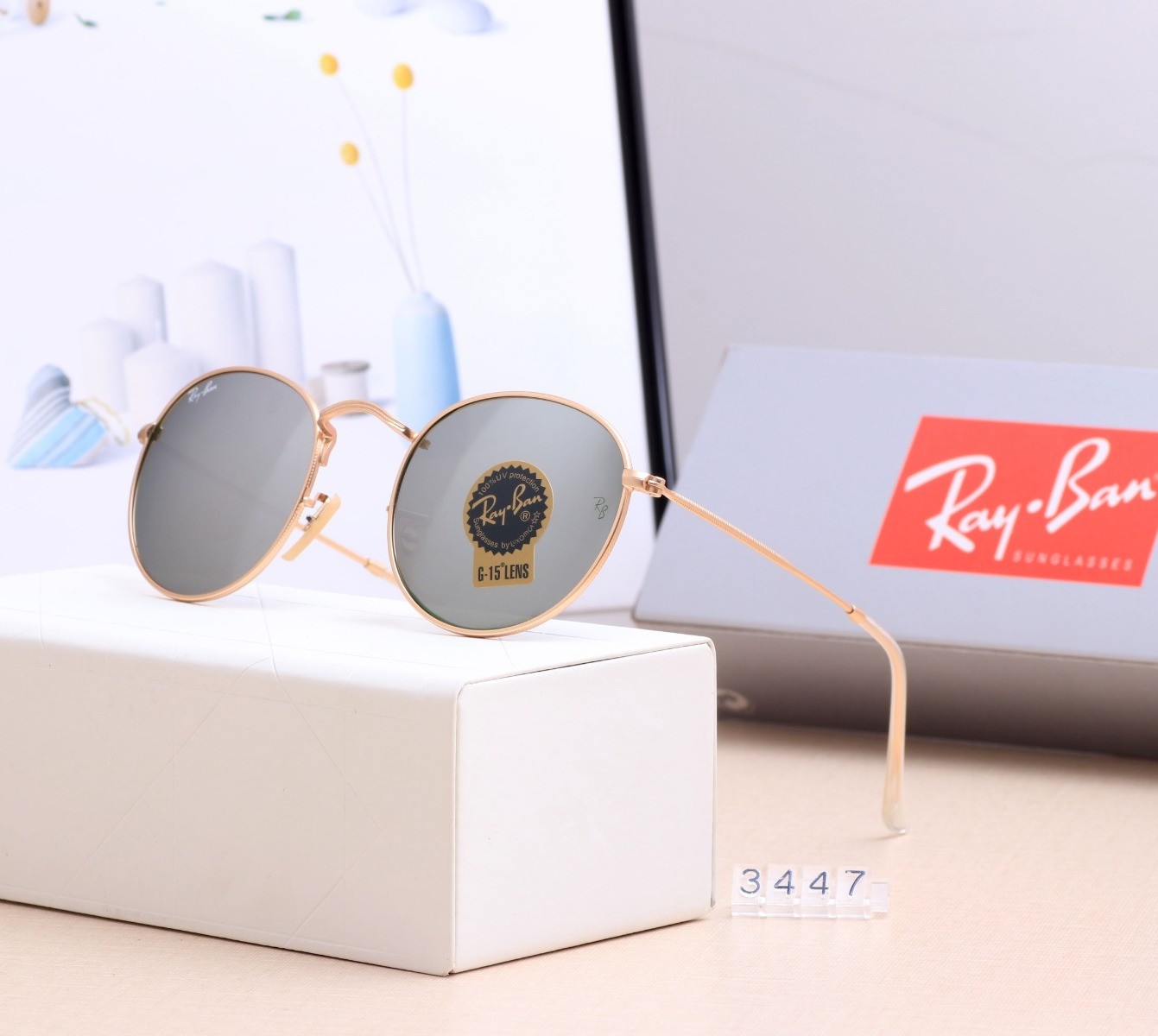 Ray Ban RB3447 Sunglasses Mirror Gray/Gold
