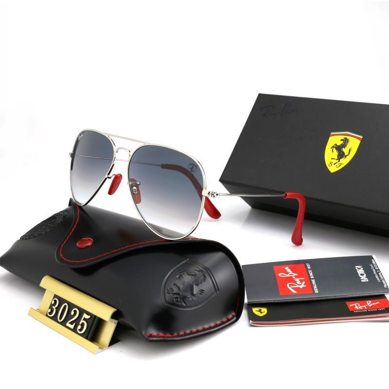 Ray Ban RB3025 Sunglasses Gradient Gray/Silver with Red
