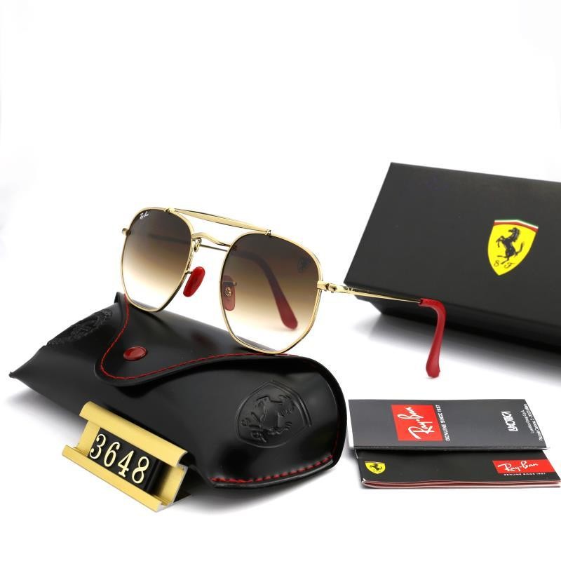 Ray Ban RB3648 Sunglasses Gradient Brown/Gold with Red
