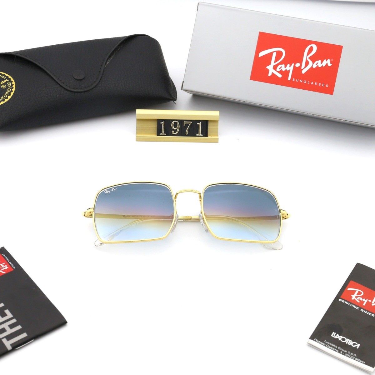 Ray Ban RB1971 Sunglasses Gradient Light Blue/Gold