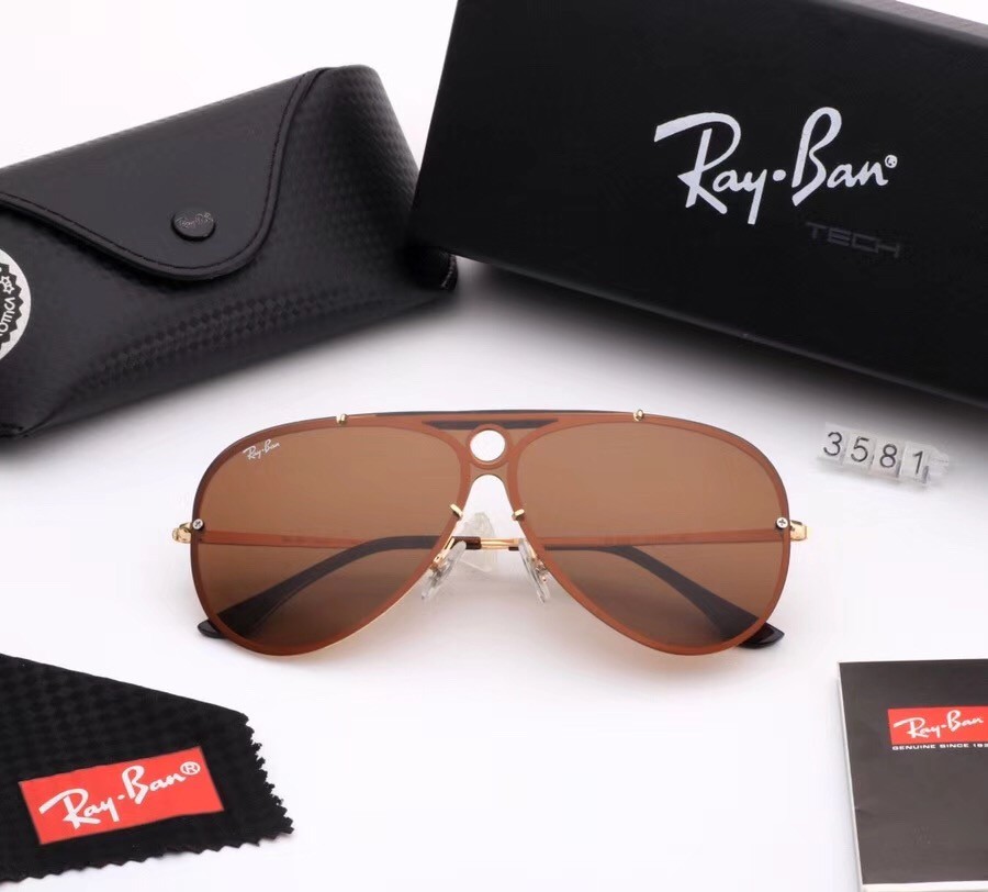 Ray Ban RB3581 Sunglasses Gray/Brown with Gold with Black