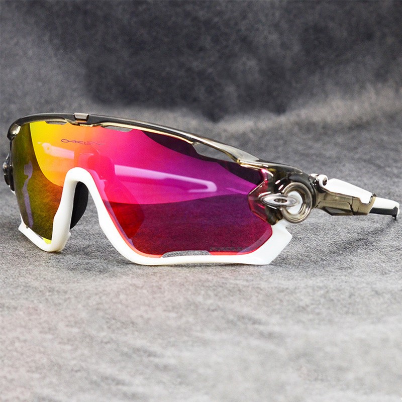 Oakley Jawbreaker Sunglasses Black with White/Ruby Iridium