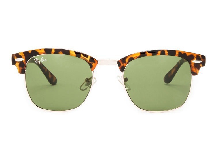 Ray Ban RB3016 Clubmaster Sunglasses Tortoise/Bright Green