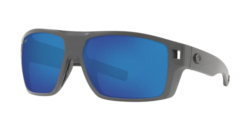 Costa Diego Mens Sunglasses Matte Gray/Blue Mirror