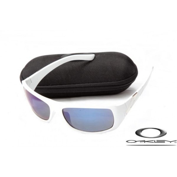 Oakley Sideways Sunglasses White Frame Blue Lens OAKLEY20156374