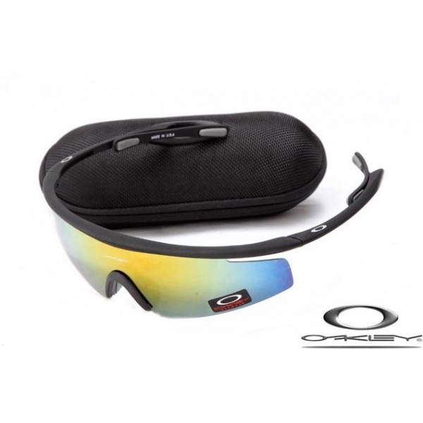 Oakley M Frame Sunglasses Frosting Black Frame Yellow Blue Iridium Lens OAKLEY20156150