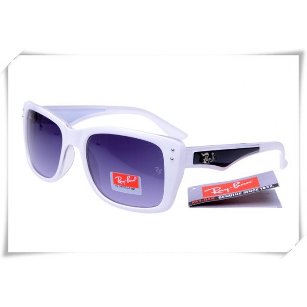Ray Ban RB4148 Caribbean Sunglasses Polishing White Black Frame Purple Gradient Lens