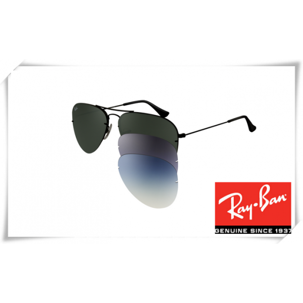 Ray Ban RB3460 Aviator Flip Out Sunglasses Black Frame Grey Green Lens