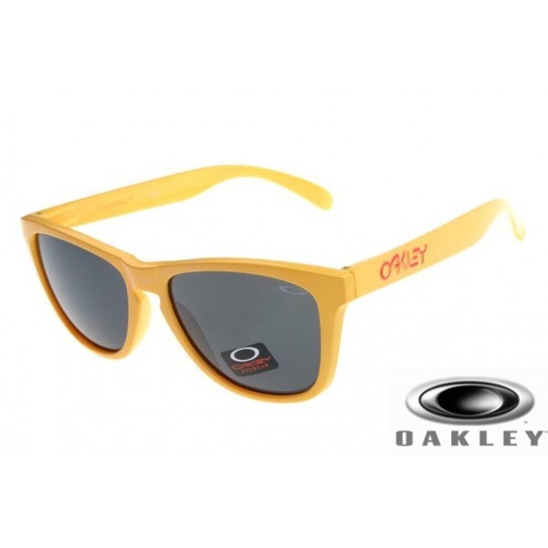 Oakley Frogskins Sunglasses Yellow Frame Gray Lens OAKLEY201567358