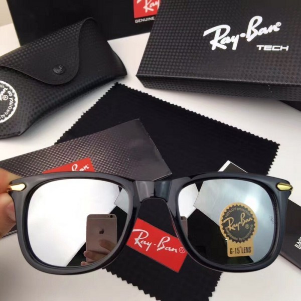 Men's Women's Ray Ban RB2148 Sunglasses Silver Lenses Black Frame