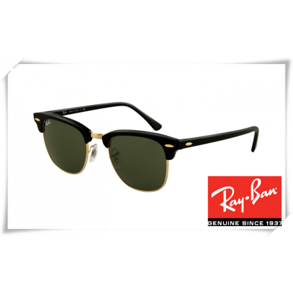 Ray Ban RB3016 Classic Clubmaster Sunglasses Ebony Arista Frame Green Lens