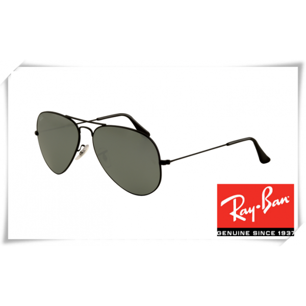 Ray Ban RB3025 Aviator Sunglasses Black Frame Green Lens