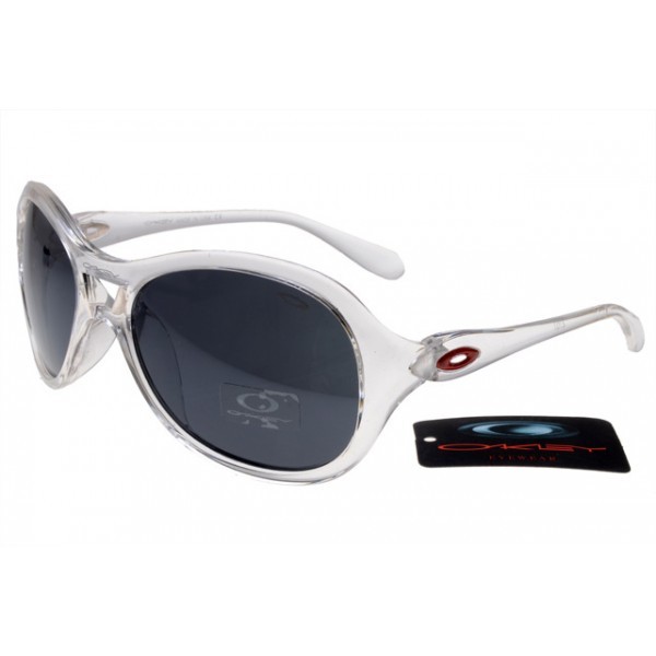 Oakley Women Overtime Round Sunglasses Crystal Clear Frame Gray Lens