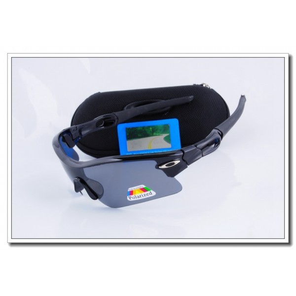 Cheap Oakley radar Polarized Sunglasses Polishing Black Frame Slate grey Iridium Lens Sale