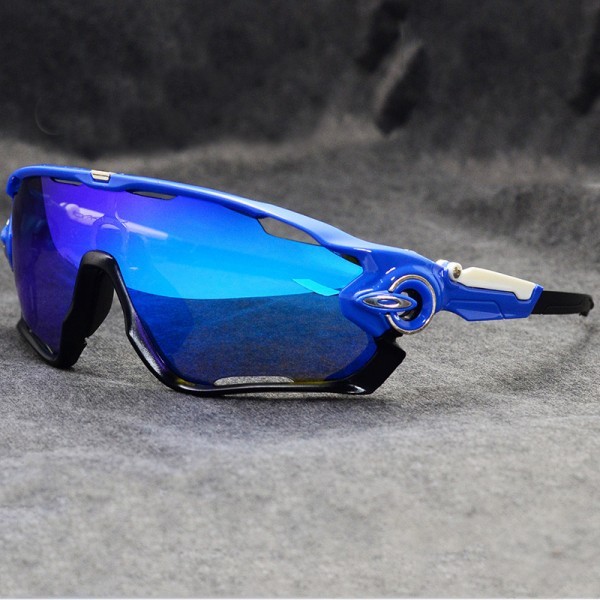 Oakley Sunglasses Jawbreaker blue/black Frame ice Iridium Lens Silver logo