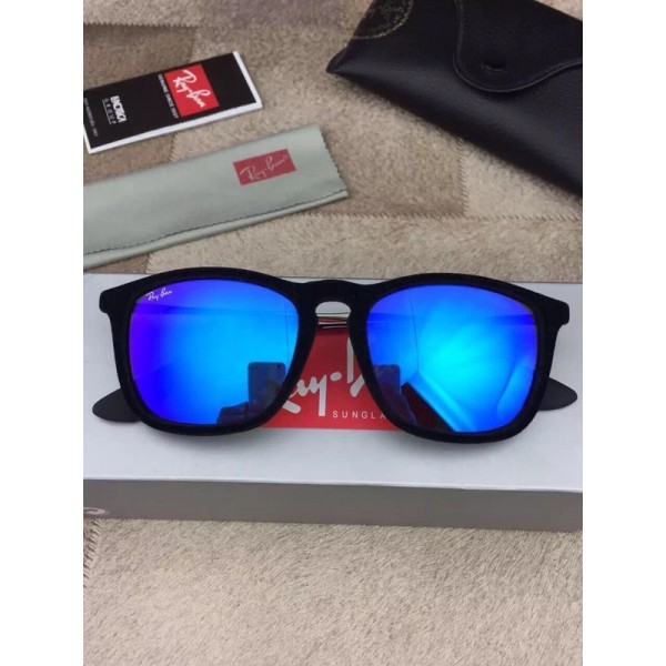 Ray Ban Colorful RB4187F Blue Lenses Black Frame Men Sunglasses