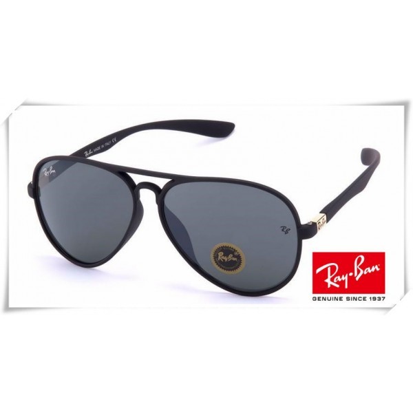 Ray Ban RB4180 Aviator Sunglasses Black Frame Grey Mirror Lens