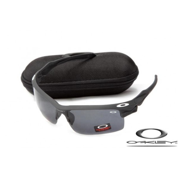 Cheap Oakley Fast Jacket Sunglasses Reluster Black Frame Gray Lens For Sale