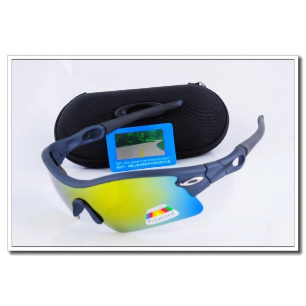 Cheap Oakley Radar Polarized Sunglasses Blue Frame Yellow Iridium Lens Sale
