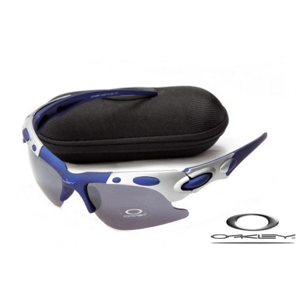 Oakleys Plate Sunglasses Silver Blue Frame Gray Iridium Lens OAKLEY20156248