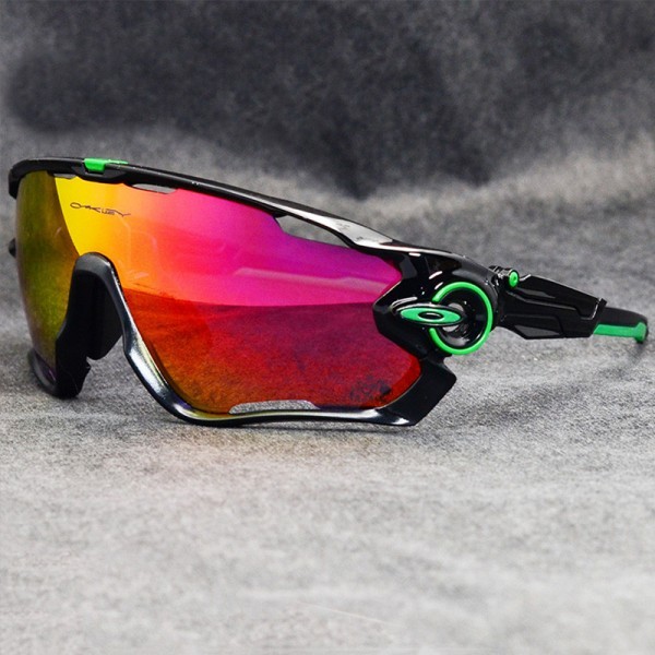 Oakley Sunglasses Jawbreaker Black Frame Fire Iridium Lens green logo