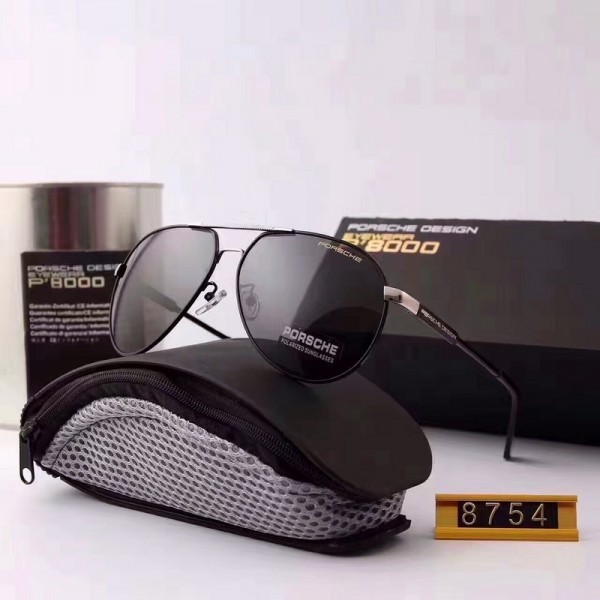 Porsche Design Silver P8754 Aviators Sunglasses Polarized Dark Black