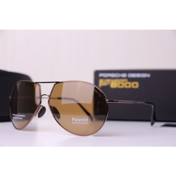 Porsche Design Black Aviators Sunglasses Polarized Brown