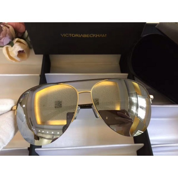 Victoria Beckham Classic Mirrored Sunglasses Black Yellow