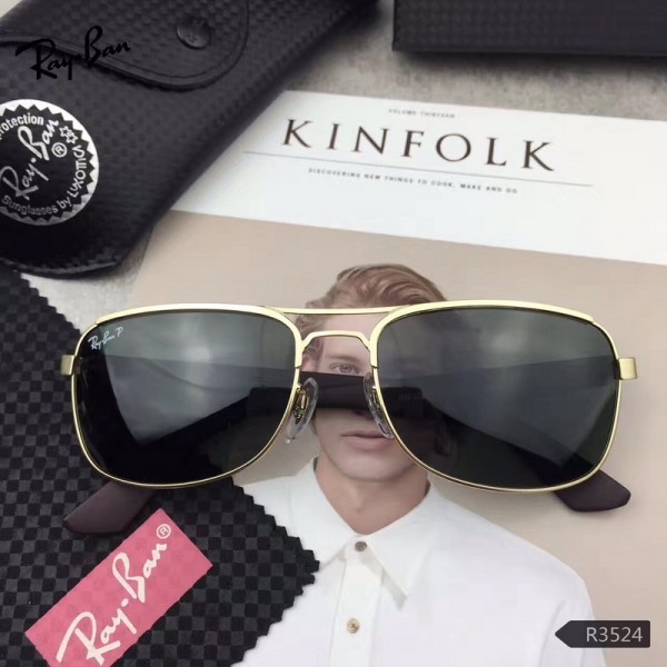 Men's Women's Ray Ban Polarized Sunglasses Black Gold