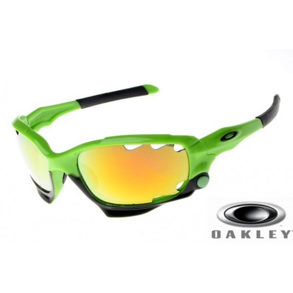 Oakley Racing Jacket Sunglasses Green Frame Yellow Vented Iridium Lens