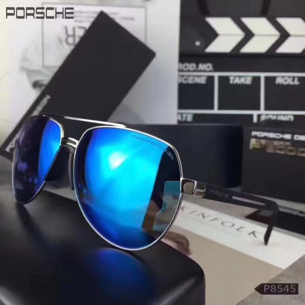 Porsche Design Gold P8545 Aviators Sunglasses Blue