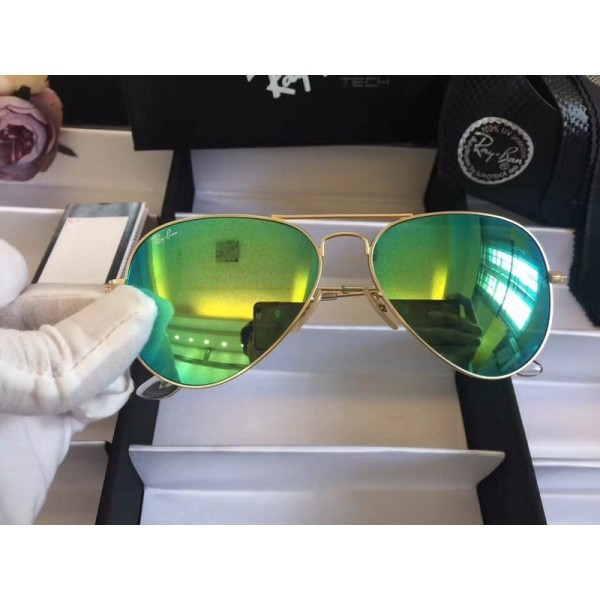 Men's Women's Ray Ban Green Gold aviator Sunglasses