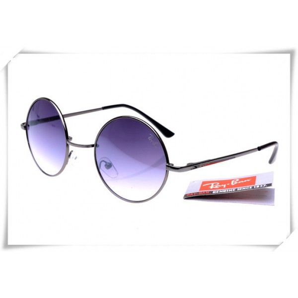 Ray Bans Round Metal RB3447 Sunglasses Black Frame Purple Gradient Lens