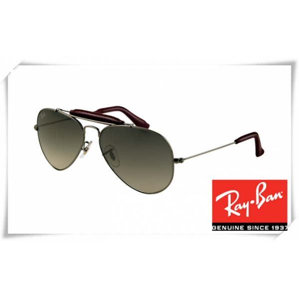 Ray Ban RB3422Q Aviator Sunglasses Gunmetal Frame Grey Gradient Green Lens
