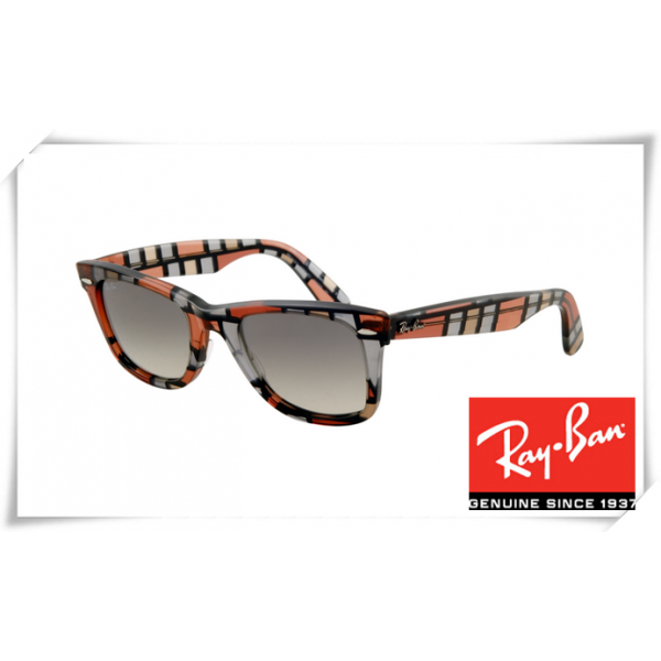 Ray Ban RB2140 Original Wayfarer Sunglasses Colorful Stripe Frame Grey Gradient Lens