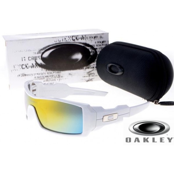  Oakley Oil Drum Sunglasses White Frame Yellow Blue Lens OAKLEY201567351