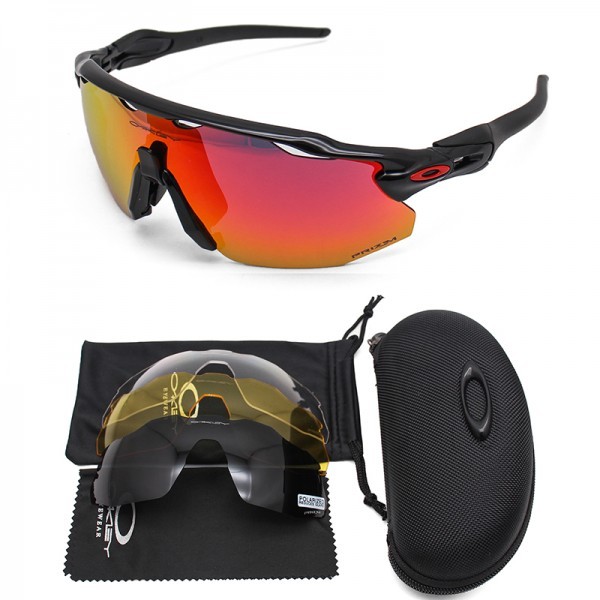 Oakley 2.0 radar ev sunglasses black frame red logo