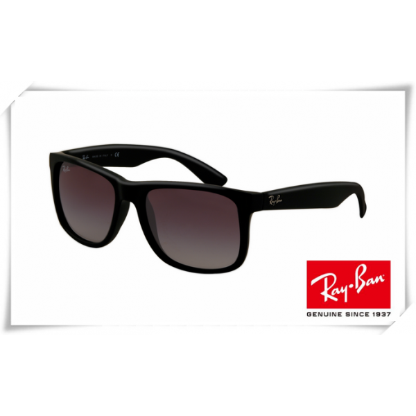 Ray Ban RB4165 Justin Sunglasses Shiny Black Frame Purple Gradient Lens