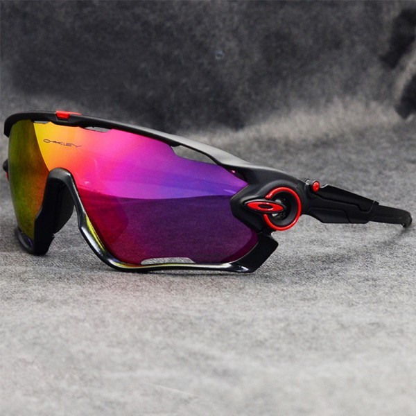 Oakley Sunglasses Jawbreaker matt black Frame fire Iridium Lens red logo