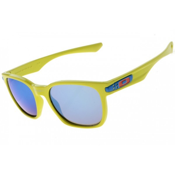 Oakley Garage Rock Sunglasses Round Neon Yellow Frame Violet Iridium Lens