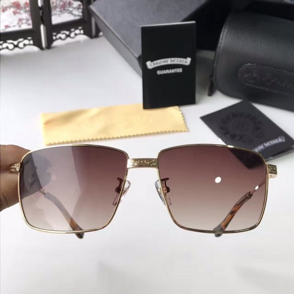 Chrome Hearts Fashion Sunglasses H1025 Brown Lenses Gold Frame
